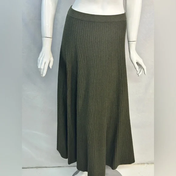 Lilla P Size Small Forest Green Ribbed A-Line Skirt - Picture 6 of 14